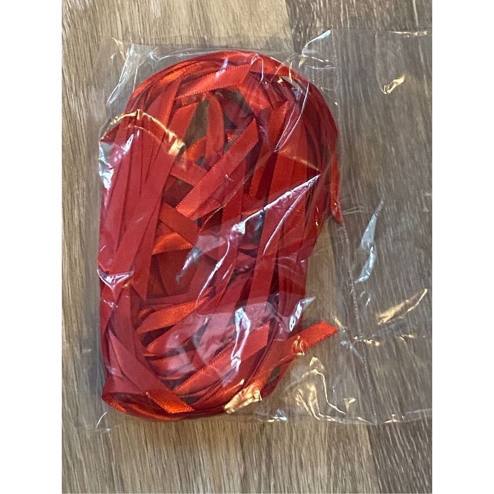 Lot of 50 pieces of Red satin Ribbon pre-cut in 12” length stripes & 1/4" width,